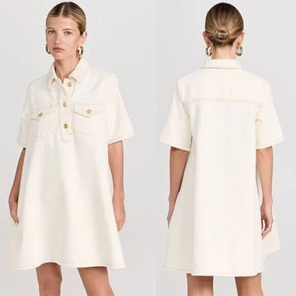 white christmas dresses Overdyed Denim Mini Dress